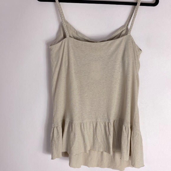 J. Crew khaki braid trim ruffle hem linen blend tank top small NWT - Picture 4 of 7